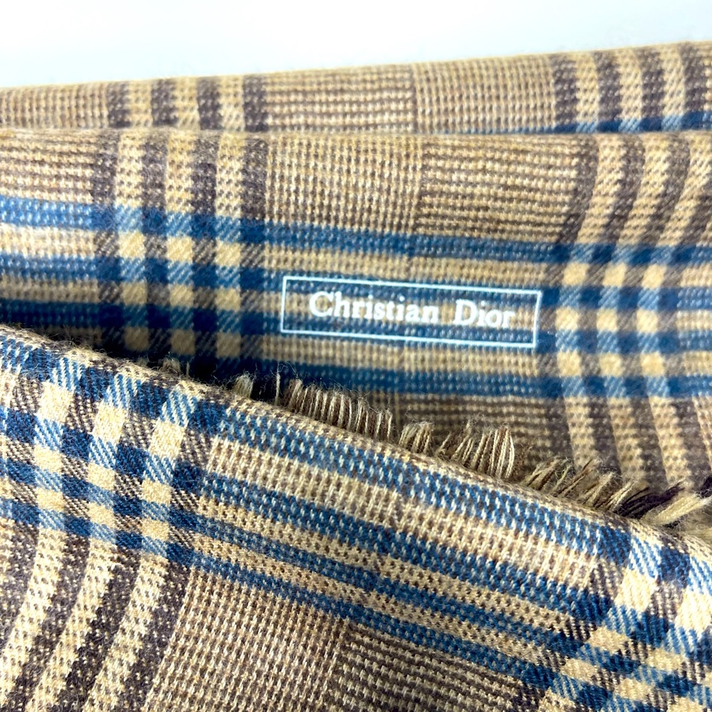 Vintage Christian Dior Wool Plaid Scarf - Picture 2 of 5